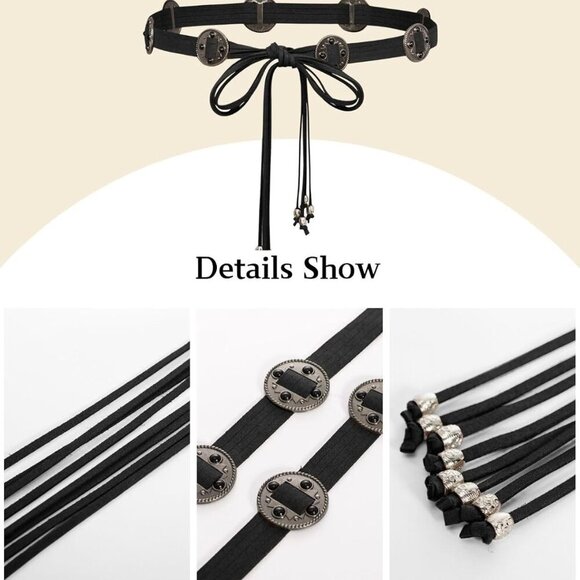 Women Renaissance Waist Belt Faux Leather Victorian Medieval Costume Accessory - Picture 4 of 7